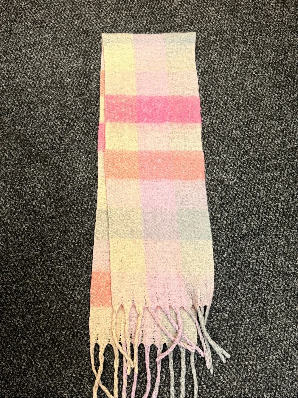Pastel Plaid Fringe Scarf - Women Accessories